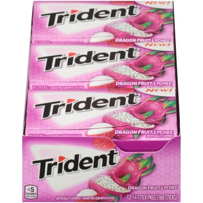 Trident Dragon Fruit Lychee-sugarfree 14 sticks Casebuy 12 packs